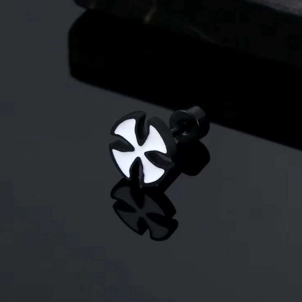 Vintage punk Stainless steel screw back oil drop stud earrings